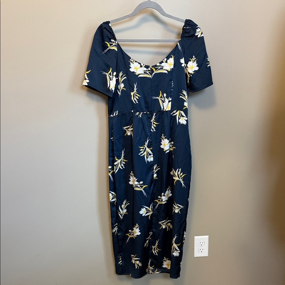 Sam Edelman Blue Midi Dress with White & Yellow Floral Print - Picture 3 of 3